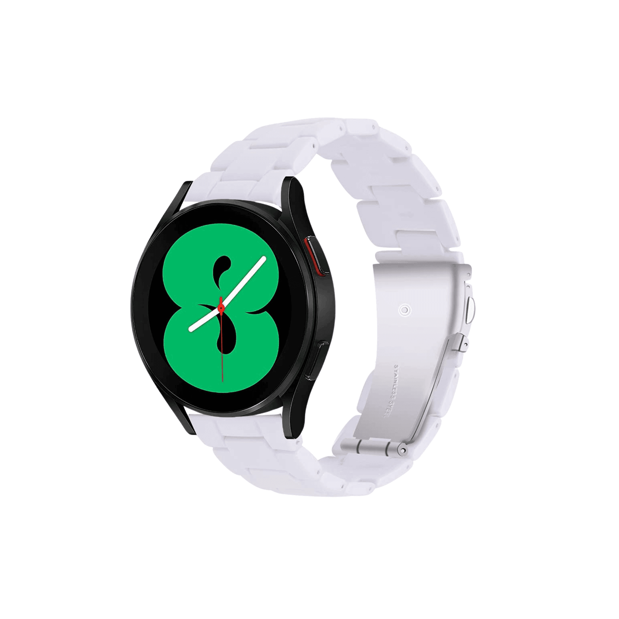 Kristallweißes Resinarmband der Noble-Serie – stilvoll, leicht und schimmernd, für Smartwatches mit 20 mm (Samsung, Garmin, Amazfit)